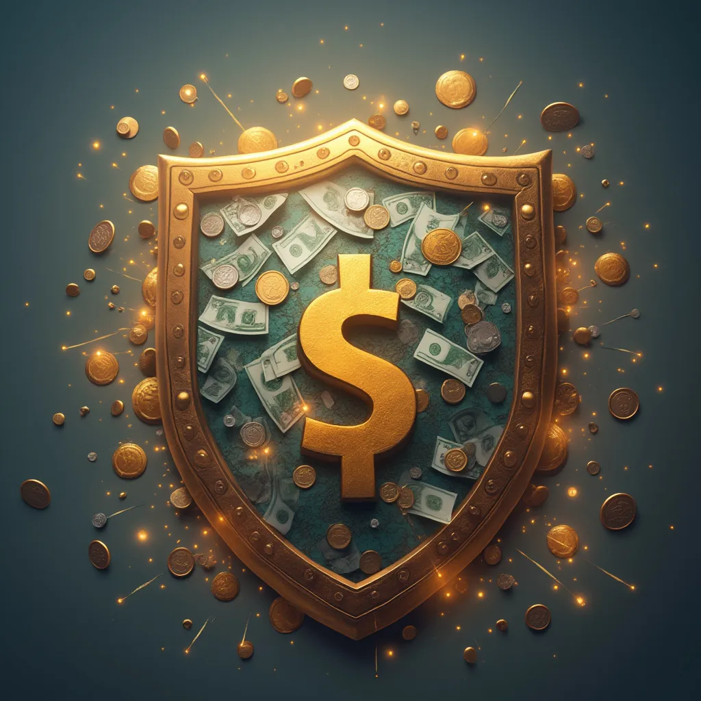 Escudo protegiendo dinero